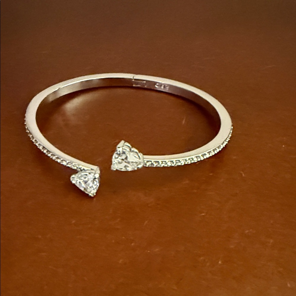 Swarovski Elegant Silver Heart Bangle Bracelet